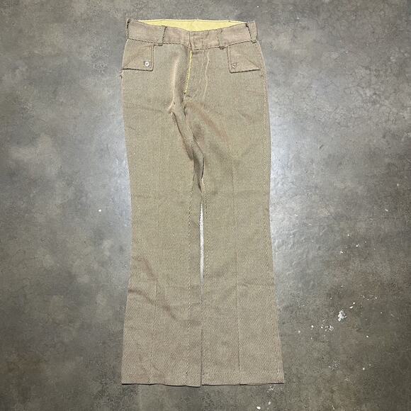 Vintage 60s Sears Tan Western Boho Knit Flared Pants 28x29 - Picture 1 of 5
